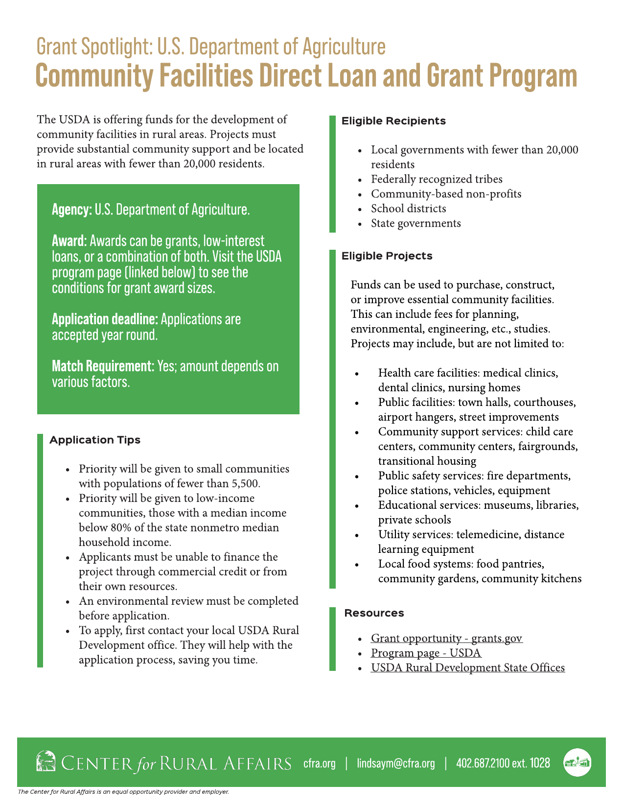 USDA Community Facilities Direct Loan and Grant Program Webinar