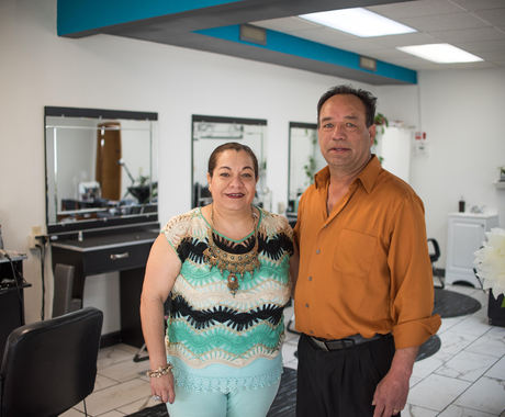 Man and woman business owners in a hair salon