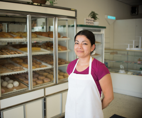 Woman at bakery