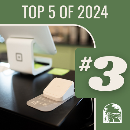 Graphic that says "Top 5 of 2024 #3" And photo: White register screen and card reader on black counter