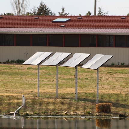 Small solar panels on a farm