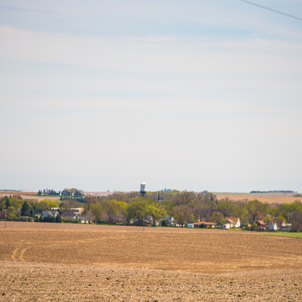 rural community with field in front